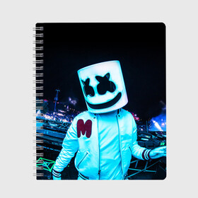 Тетрадь с принтом MARSHMELLO , 100% бумага | 48 листов, плотность листов — 60 г/м2, плотность картонной обложки — 250 г/м2. Листы скреплены сбоку удобной пружинной спиралью. Уголки страниц и обложки скругленные. Цвет линий — светло-серый
 | america | dj | marshmello | smile | usa | америка | маршмелло | маршмелоу | смайл | сша