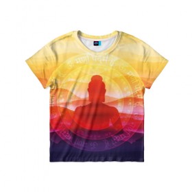 Детская футболка 3D с принтом Будда , 100% гипоаллергенный полиэфир | прямой крой, круглый вырез горловины, длина до линии бедер, чуть спущенное плечо, ткань немного тянется | buddha | calm | color | enlightenment | india | meditatio | mountains | nature | purple | red | religion | symbol | yellow | yoga | будда | горы | духовность | желтый | индия | йога | красный | медитация | природа | просветление | расслабление | религия |