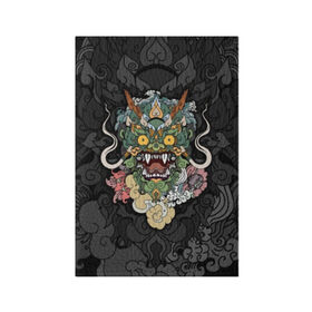 Обложка для паспорта матовая кожа с принтом Дракон , натуральная матовая кожа | размер 19,3 х 13,7 см; прозрачные пластиковые крепления | character | dragon | east | eyes | fangs | horns | japan | japanese | legend | mask | mythological | pattern | yellow | восток | глаза | дракон | желтые | клыки | легенда | маска | мифологический | персонаж | рога | узор | япония | японский