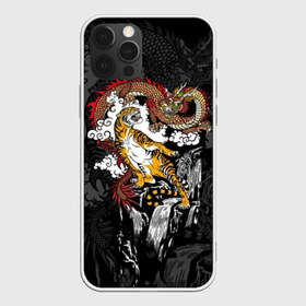 Чехол для iPhone 12 Pro Max с принтом Тигр и дракон , Силикон |  | Тематика изображения на принте: animals | clouds | country | dragon | east | fangs | japanese | mythical | nature | predator | rising | sun | tiger | восток | восходящего | дракон | животные | клыки | мифический | облака | природа | солнца | страна | тигр | хищник | японский