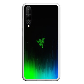 Чехол для Honor P30 с принтом RAZER NEON , Силикон | Область печати: задняя сторона чехла, без боковых панелей | Тематика изображения на принте: game | razer | texture | зеленый | игровое лого | игромания | игры | рэйзер | текстуры