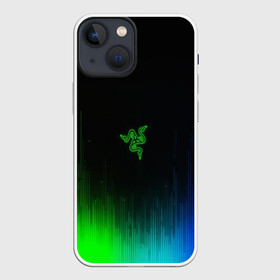 Чехол для iPhone 13 mini с принтом RAZER NEON ,  |  | game | razer | texture | зеленый | игровое лого | игромания | игры | рэйзер | текстуры