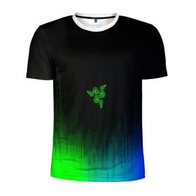 Мужская футболка 3D спортивная с принтом RAZER NEON , 100% полиэстер с улучшенными характеристиками | приталенный силуэт, круглая горловина, широкие плечи, сужается к линии бедра | game | razer | texture | зеленый | игровое лого | игромания | игры | рэйзер | текстуры