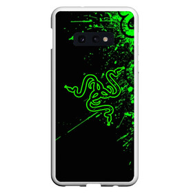 Чехол для Samsung S10E с принтом RAZER , Силикон | Область печати: задняя сторона чехла, без боковых панелей | game | razer | texture | зеленый | игровое лого | игромания | игры | рэйзер | текстуры