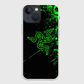 Чехол для iPhone 13 mini с принтом RAZER ,  |  | game | razer | texture | зеленый | игровое лого | игромания | игры | рэйзер | текстуры