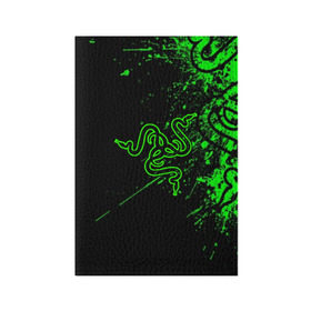 Обложка для паспорта матовая кожа с принтом RAZER , натуральная матовая кожа | размер 19,3 х 13,7 см; прозрачные пластиковые крепления | Тематика изображения на принте: game | razer | texture | зеленый | игровое лого | игромания | игры | рэйзер | текстуры