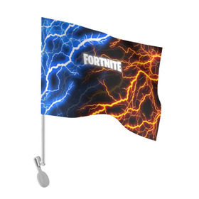 Флаг для автомобиля с принтом FORTNITE STORM , 100% полиэстер | Размер: 30*21 см | 2019 | armor | armour | cybersport | esport | fortnite | game | llama | logo | thunder | броня | игра | киберспорт | лама | молнии | фиолетовый | фирменные цвета | фортнайт