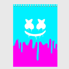 Скетчбук с принтом MARSHMELLO , 100% бумага
 | 48 листов, плотность листов — 100 г/м2, плотность картонной обложки — 250 г/м2. Листы скреплены сверху удобной пружинной спиралью | colors | dj | marshmello | paints | usa | америка | брызги | клубная музыка | краска | маршмелло | музыка | музыкант