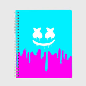 Тетрадь с принтом MARSHMELLO , 100% бумага | 48 листов, плотность листов — 60 г/м2, плотность картонной обложки — 250 г/м2. Листы скреплены сбоку удобной пружинной спиралью. Уголки страниц и обложки скругленные. Цвет линий — светло-серый
 | colors | dj | marshmello | paints | usa | америка | брызги | клубная музыка | краска | маршмелло | музыка | музыкант