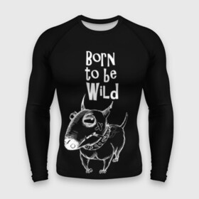 Мужской рашгард 3D с принтом Born to be wild ,  |  | angry | animals | authority | b | black and white | bull terrier | bully | cool | dog | fight | illustration | swag | thug | wild | авторитет | бандит | бойцовый | бультерьер | дикий | животные | злой | иллюстрация | крутой | надпись | ошейник | п