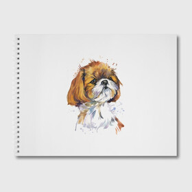 Альбом для рисования с принтом Собака , 100% бумага
 | матовая бумага, плотность 200 мг. | animal | art | breed | chinese | dog | illustration | painting | portrait | watercolor | акварель | живопись | животное | иллюстрация | искусство | китайская | порода | портрет | собака