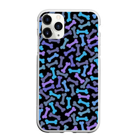 Чехол для iPhone 11 Pro Max матовый с принтом Косточки , Силикон |  | blue | bones | camouflage | dainty | disguise | dog handler | doggy | lilac | pattern | purple | камуфляж | кинолог | кости | лакомство | маскировка | синие | сиреневые | собачье | узор | фиолетовые