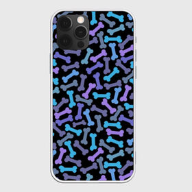 Чехол для iPhone 12 Pro Max с принтом Косточки , Силикон |  | blue | bones | camouflage | dainty | disguise | dog handler | doggy | lilac | pattern | purple | камуфляж | кинолог | кости | лакомство | маскировка | синие | сиреневые | собачье | узор | фиолетовые