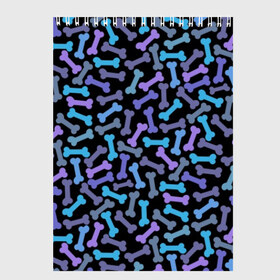 Скетчбук с принтом Косточки , 100% бумага
 | 48 листов, плотность листов — 100 г/м2, плотность картонной обложки — 250 г/м2. Листы скреплены сверху удобной пружинной спиралью | blue | bones | camouflage | dainty | disguise | dog handler | doggy | lilac | pattern | purple | камуфляж | кинолог | кости | лакомство | маскировка | синие | сиреневые | собачье | узор | фиолетовые