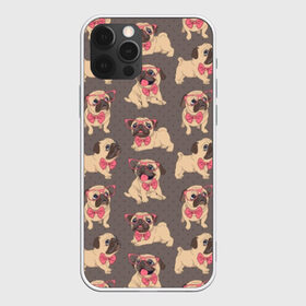 Чехол для iPhone 12 Pro Max с принтом Мопсы , Силикон |  | animals | bow tie | breed | different | dogs | illustration | painting | pink | poses | pugs | puppies | галстук бабочка | живопись | животные | иллюстрация | мопсы | очки | позы | порода | разные | розовые | собаки | щенки