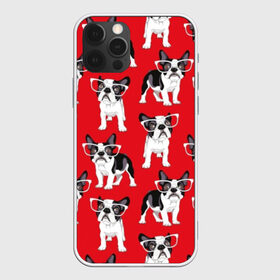 Чехол для iPhone 12 Pro Max с принтом Французские бульдоги , Силикон |  | animals | background | breed | bulldogs | dogs | french | illustration | painting | puppies | red | бульдоги | живопись | животные | иллюстрация | красный | очки | порода | собаки | фон | французские | щенки