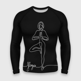 Мужской рашгард 3D с принтом Йога ,  |  | black and white | culture | girl | graphics | indian | line | meditation | pose | yoga | графика | девушка | индийская | йога | культура | линия | медитация | черно белая
