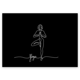 Поздравительная открытка с принтом Йога , 100% бумага | плотность бумаги 280 г/м2, матовая, на обратной стороне линовка и место для марки
 | black and white | culture | girl | graphics | indian | line | meditation | pose | yoga | графика | девушка | индийская | йога | культура | линия | медитация | черно белая