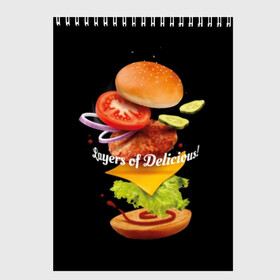 Скетчбук с принтом Гамбургер , 100% бумага
 | 48 листов, плотность листов — 100 г/м2, плотность картонной обложки — 250 г/м2. Листы скреплены сверху удобной пружинной спиралью | Тематика изображения на принте: bun | cheese | cucumber | explosion | hamburger | ingredients | inscription | ketchup | meat | onion | salad | sesame | share | tomato | tomatoes | булочка | взрыв | гамбургер | доля | ингредиенты | кетчуп | кунжут | лук | мясо | надпись | огурец | помидо
