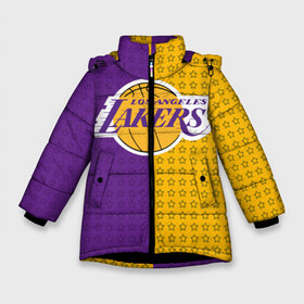 Зимняя куртка для девочек 3D с принтом Lakers (1) , ткань верха — 100% полиэстер; подклад — 100% полиэстер, утеплитель — 100% полиэстер. | длина ниже бедра, удлиненная спинка, воротник стойка и отстегивающийся капюшон. Есть боковые карманы с листочкой на кнопках, утяжки по низу изделия и внутренний карман на молнии. 

Предусмотрены светоотражающий принт на спинке, радужный светоотражающий элемент на пуллере молнии и на резинке для утяжки. | ball | basket | basketball | kobu | lakers | lebron | los angeles | баскетбол | коюи | леброн | лейкерс | лос анджелис