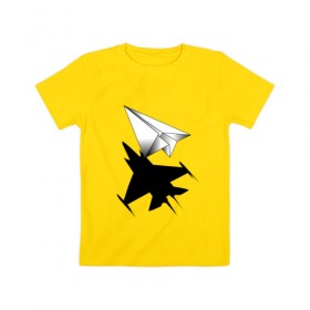 Детская футболка хлопок с принтом ВВС , 100% хлопок | круглый вырез горловины, полуприлегающий силуэт, длина до линии бедер | aircraft | camouflage | flight | paper | shadow | ввс | камуфляж | полет | самолет | тень