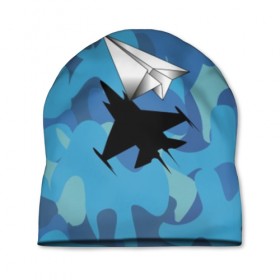 Шапка 3D с принтом ВВС , 100% полиэстер | универсальный размер, печать по всей поверхности изделия | aircraft | camouflage | flight | paper | shadow | ввс | камуфляж | полет | самолет | тень