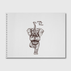 Альбом для рисования с принтом Yoga time , 100% бумага
 | матовая бумага, плотность 200 мг. | Тематика изображения на принте: animal | culture | elephant | graphics | india | indian | meditation | posture | stand | yoga | графика | животное | индийский | индия | йога | культура | медитация | слон | стойка