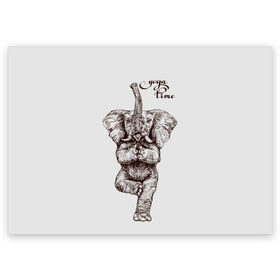 Поздравительная открытка с принтом Yoga time , 100% бумага | плотность бумаги 280 г/м2, матовая, на обратной стороне линовка и место для марки
 | Тематика изображения на принте: animal | culture | elephant | graphics | india | indian | meditation | posture | stand | yoga | графика | животное | индийский | индия | йога | культура | медитация | слон | стойка