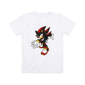Детская футболка хлопок с принтом Shadow Sonic (2) , 100% хлопок | круглый вырез горловины, полуприлегающий силуэт, длина до линии бедер | sega | shadow | sonic | sonic x | x | ежик | игра | наклз | сега | скорость | соник | тейлз | тэйлз | шедоу