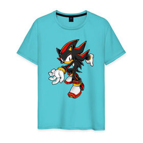 Мужская футболка хлопок с принтом Shadow Sonic (2) , 100% хлопок | прямой крой, круглый вырез горловины, длина до линии бедер, слегка спущенное плечо. | sega | shadow | sonic | sonic x | x | ежик | игра | наклз | сега | скорость | соник | тейлз | тэйлз | шедоу