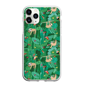 Чехол для iPhone 11 Pro матовый с принтом Ленивцы , Силикон |  | animal | birds | branches | cute | flowers | forest | hang | jungle | sloths | toucans | trees | tropical | ветки | висят | деревья | джунгли | животное | ленивцы | лес | милые | птицы | тропический | туканы | цветы