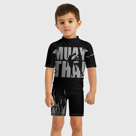 Детский купальный костюм 3D с принтом Muay Thai , Полиэстер 85%, Спандекс 15% | застежка на молнии на спине | fight | muay thai | thai boxing | ufc | бокс | ката | кикбоксин | лаос | лоу кик | муай | мьянма | поединок | таиланд | тай | тайский | таолу