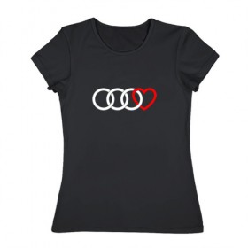 Женская футболка хлопок с принтом Audi , 100% хлопок | прямой крой, круглый вырез горловины, длина до линии бедер, слегка спущенное плечо | Тематика изображения на принте: audi | ауди | купить ауди