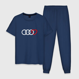 Мужская пижама хлопок с принтом Audi , 100% хлопок | брюки и футболка прямого кроя, без карманов, на брюках мягкая резинка на поясе и по низу штанин
 | audi | ауди | купить ауди