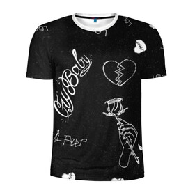 Мужская футболка 3D спортивная с принтом LIl Peep (Broken) , 100% полиэстер с улучшенными характеристиками | приталенный силуэт, круглая горловина, широкие плечи, сужается к линии бедра | baby | broken | cry | lil | lil peep | peep | rap | rose | лил | лил пип | пип | реп | роза | сердце