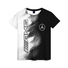 Женская футболка 3D с принтом Mercedes , 100% полиэфир ( синтетическое хлопкоподобное полотно) | прямой крой, круглый вырез горловины, длина до линии бедер | amg | mercedes | авто | автомобиль | иномарка | логотип | машина | мерседес | текстура