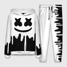 Женский костюм 3D (с толстовкой) с принтом MELLO BLACK x WHITE | MARSHMELLO ,  |  | colors | dj | marshmello | paints | usa | абстракция | америка | звезда | клубная музыка | космический | краски | маршмелло | музыка | музыкант