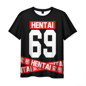 Мужская футболка 3D с принтом HENTAI , 100% полиэфир | прямой крой, круглый вырез горловины, длина до линии бедер | ahegao | anime | kawai | kowai | oppai | otaku | senpai | sugoi | waifu | yandere | аниме | ахегао | ковай | культура | отаку | сенпай | тренд | яндере