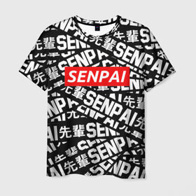Мужская футболка 3D с принтом SENPAI , 100% полиэфир | прямой крой, круглый вырез горловины, длина до линии бедер | ahegao | anime | kawai | kowai | oppai | otaku | senpai | sugoi | waifu | yandere | аниме | ахегао | ковай | культура | отаку | сенпай | тренд | яндере