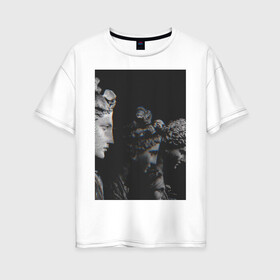 Женская футболка хлопок Oversize с принтом SINGULARITY #1 , 100% хлопок | свободный крой, круглый ворот, спущенный рукав, длина до линии бедер
 | квадрат | мода | сатуя | чёрно белое