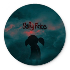 Коврик для мышки круглый с принтом Sally Face (Силуэт). , резина и полиэстер | круглая форма, изображение наносится на всю лицевую часть | Тематика изображения на принте: face | game | horror | larry | sally | sally face | sanity s fall | игра | ларри | мальчик с протезом | салли | салли фейс | ужасы