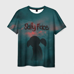 Мужская футболка 3D с принтом Sally Face (Силуэт). , 100% полиэфир | прямой крой, круглый вырез горловины, длина до линии бедер | face | game | horror | larry | sally | sally face | sanity s fall | игра | ларри | мальчик с протезом | салли | салли фейс | ужасы