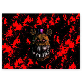 Поздравительная открытка с принтом Five Nights At Freddy s , 100% бумага | плотность бумаги 280 г/м2, матовая, на обратной стороне линовка и место для марки
 | 5 ночей с фредди | five nights at freddys | foxy | аниматроники | игра | компьютерная игра | робот | фокси | фредди | фреди | чика