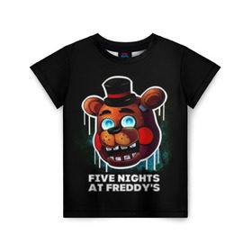 Детская футболка 3D с принтом Five Nights At Freddy\`s , 100% гипоаллергенный полиэфир | прямой крой, круглый вырез горловины, длина до линии бедер, чуть спущенное плечо, ткань немного тянется | Тематика изображения на принте: 