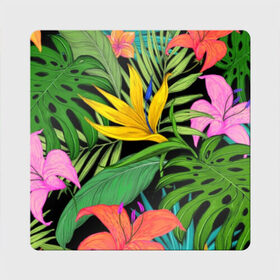 Магнит виниловый Квадрат с принтом Тропики. , полимерный материал с магнитным слоем | размер 9*9 см, закругленные углы | весна | красочная | природа | растения | тропические | цветы | яркая