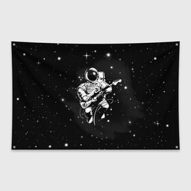Флаг-баннер с принтом Cosmorock , 100% полиэстер | размер 67 х 109 см, плотность ткани — 95 г/м2; по краям флага есть четыре люверса для крепления | cosmonaut | cosmos | guitar | music | rock | space | spacesuit | star | гитара | звезда | космонавт | космос | музыка | скафандр