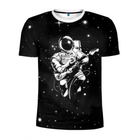 Мужская футболка 3D спортивная с принтом Cosmorock , 100% полиэстер с улучшенными характеристиками | приталенный силуэт, круглая горловина, широкие плечи, сужается к линии бедра | Тематика изображения на принте: cosmonaut | cosmos | guitar | music | rock | space | spacesuit | star | гитара | звезда | космонавт | космос | музыка | скафандр