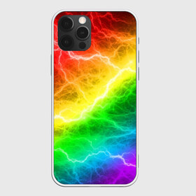 Чехол для iPhone 12 Pro Max с принтом RAINBOW THUNDER , Силикон |  | battle | battle fire | battle thunder | blue | fire | rainbow | red | texture | thunder | битва | битва молний | битва огней | гроза | молнии | радуга | текстура