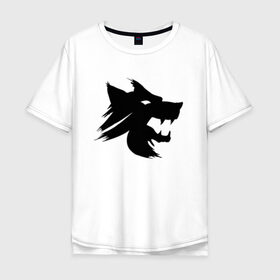 Мужская футболка хлопок Oversize с принтом Волк , 100% хлопок | свободный крой, круглый ворот, “спинка” длиннее передней части | арт волк | волк | животные | клыки | лютоволк | черный волк