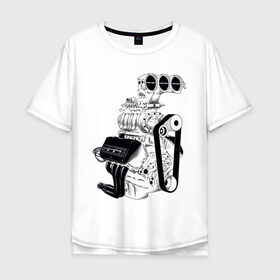 Мужская футболка хлопок Oversize с принтом Engine , 100% хлопок | свободный крой, круглый ворот, “спинка” длиннее передней части | авто | автомобиль | автотюнинг | гараж | двигатель | машина | мотор | техника | тюнинг